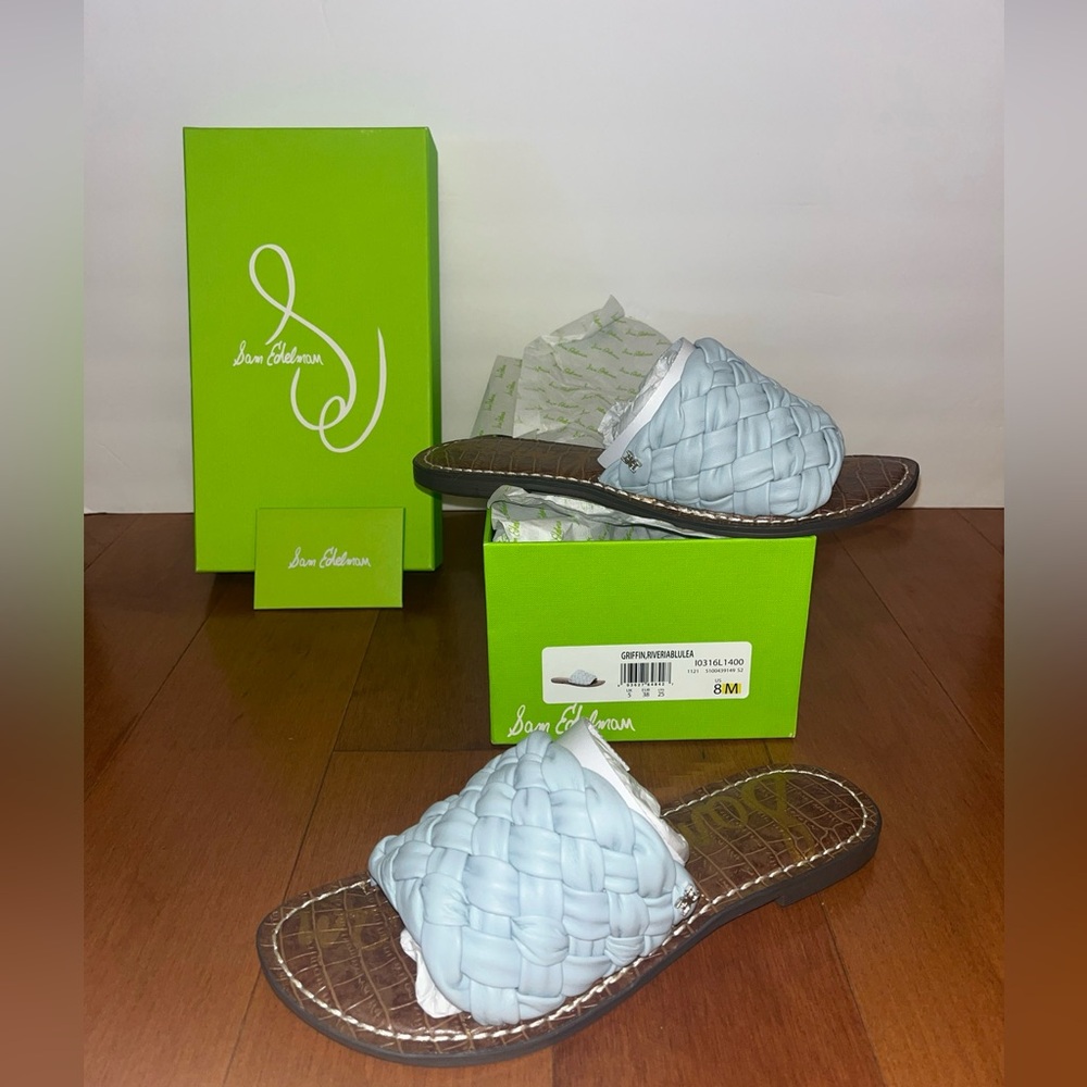 NWB Sam Edelman Griffin Riviera Blue Women’s Woven Sandal Sz 8